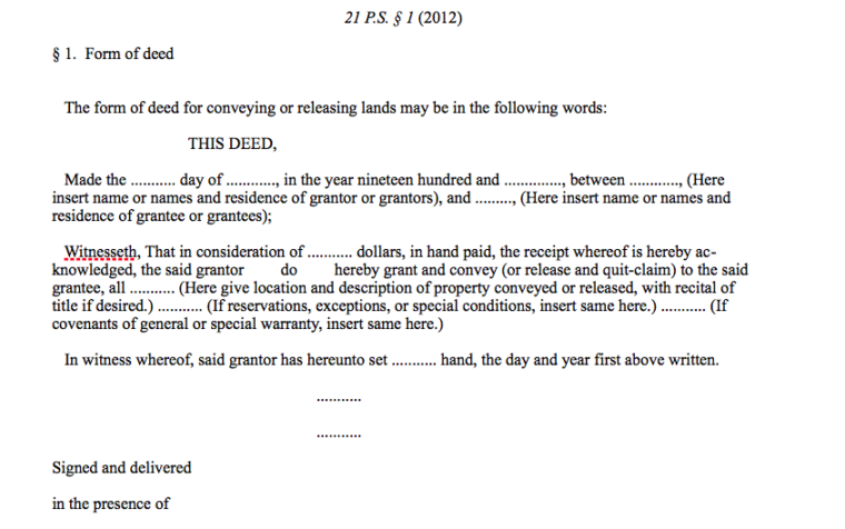 form-of-deed - The PA Notary
