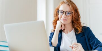 pleasant looking successful professional female lawyer learns clients case